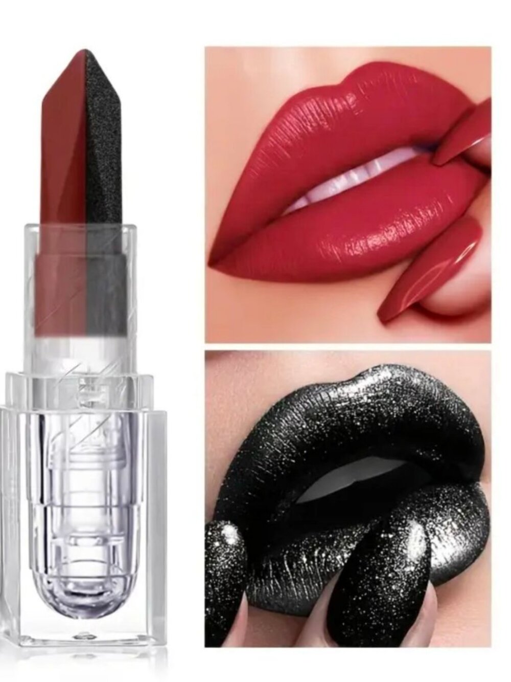 Dual‑Tone ✦ Waterproof Matte Pearl Lipstick ✦ Red Black Bold Long‑Wear NWT - Picture 6 of 8